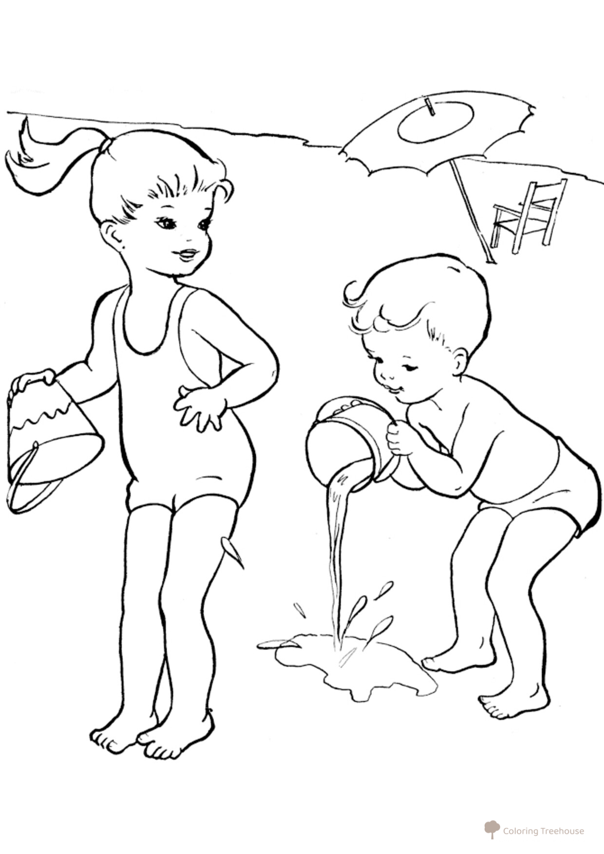 Página para colorear: Juegos de verano en la playa dibujo para colorear gratis de Páginas para colorear: verano