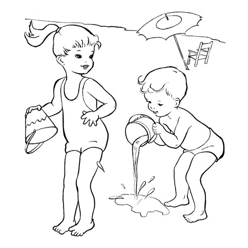 Página para colorear: Juegos de verano en la playa dibujo para colorear gratis de Páginas para colorear: verano