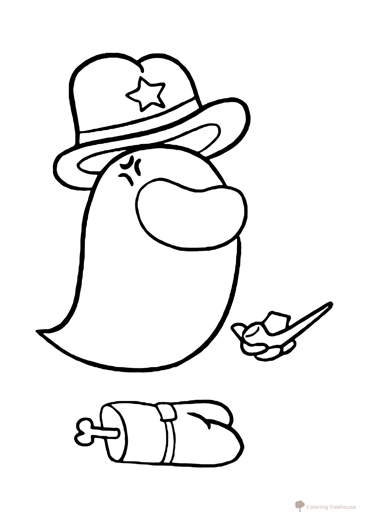 Among Us Ghost Sheriff and Corpse Coloring Page free printable Among Us Coloring Pages coloring page