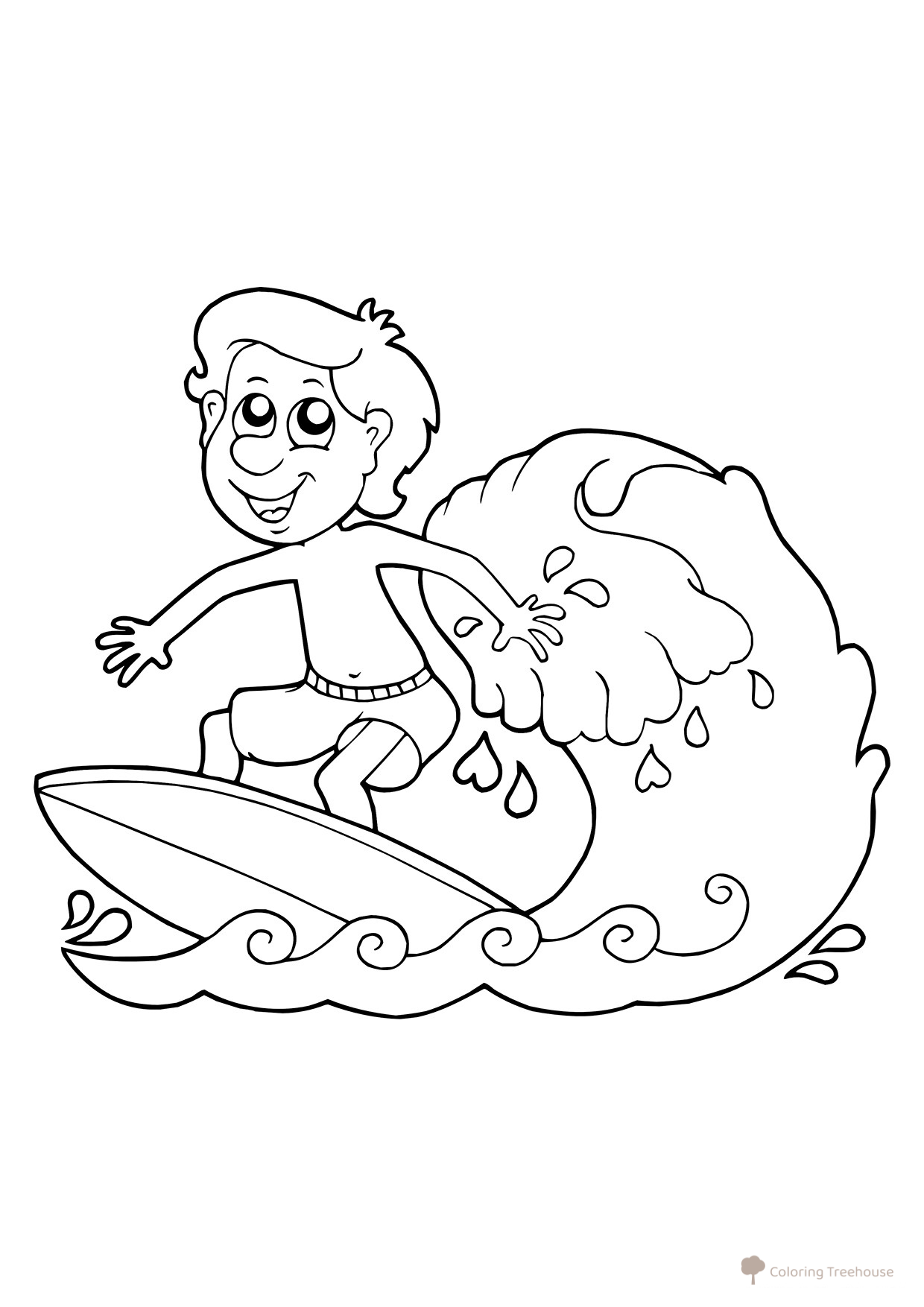 Boy Surfing Coloring Page free printable Summer Coloring Pages coloring page