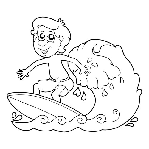 Boy Surfing Coloring Page free printable Summer Coloring Pages coloring page