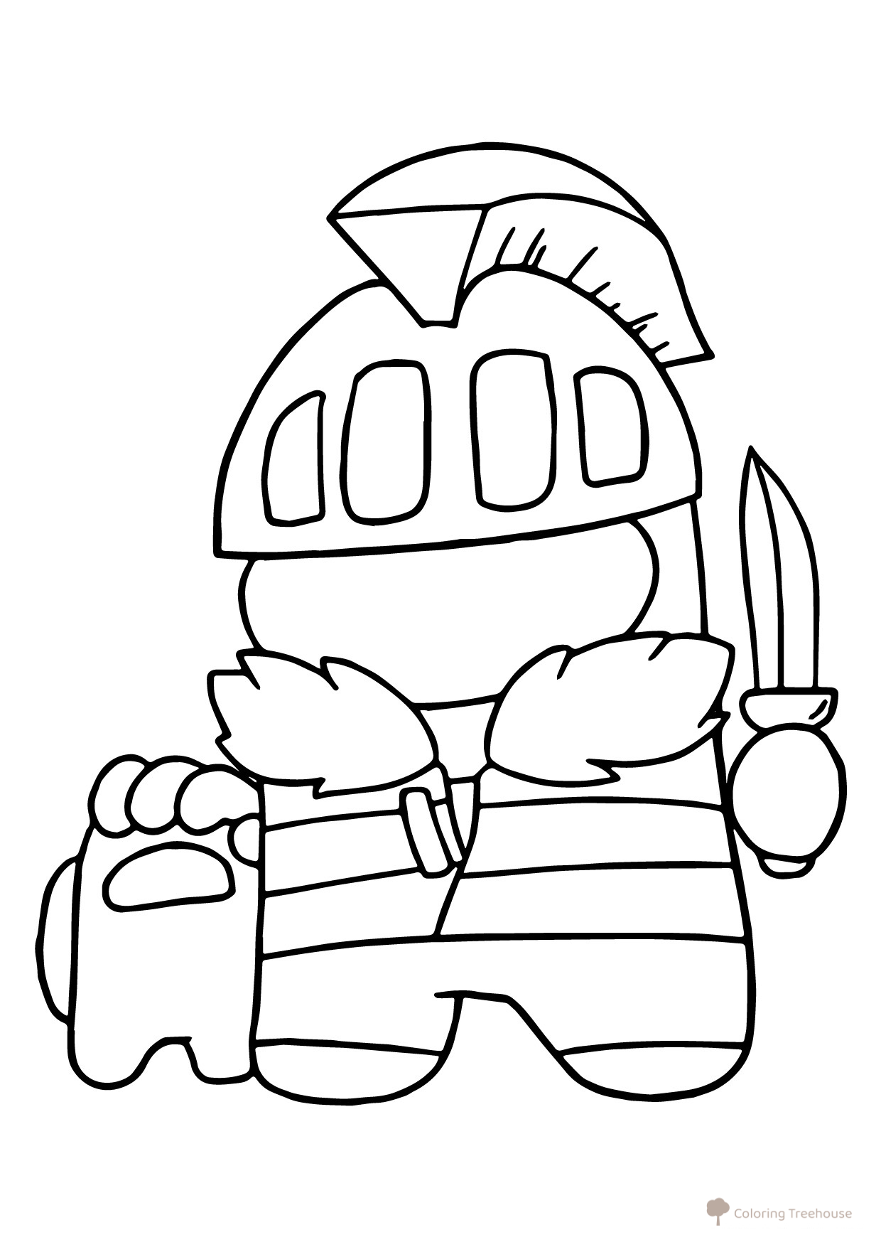 Página para colorear Among Us: Caballero y Mini-miembro de la tripulación dibujo para colorear gratis de Páginas para colorear de Among Us