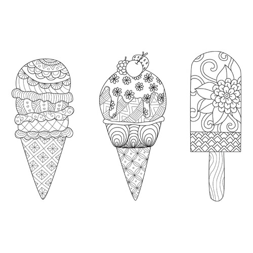 Anti-Stress Ice Cream Coloring Page free printable Summer Coloring Pages coloring page