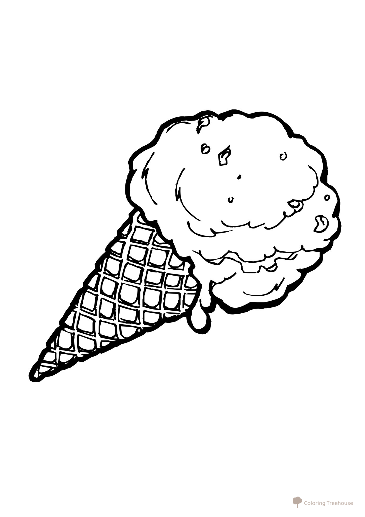 Dibujo para colorear: Helado en cucurucho de barquillo dibujo para colorear gratis de Páginas para colorear: verano