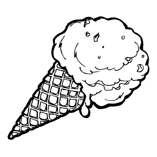 Dibujo para colorear: Helado en cucurucho de barquillo dibujo para colorear gratis de Páginas para colorear: verano