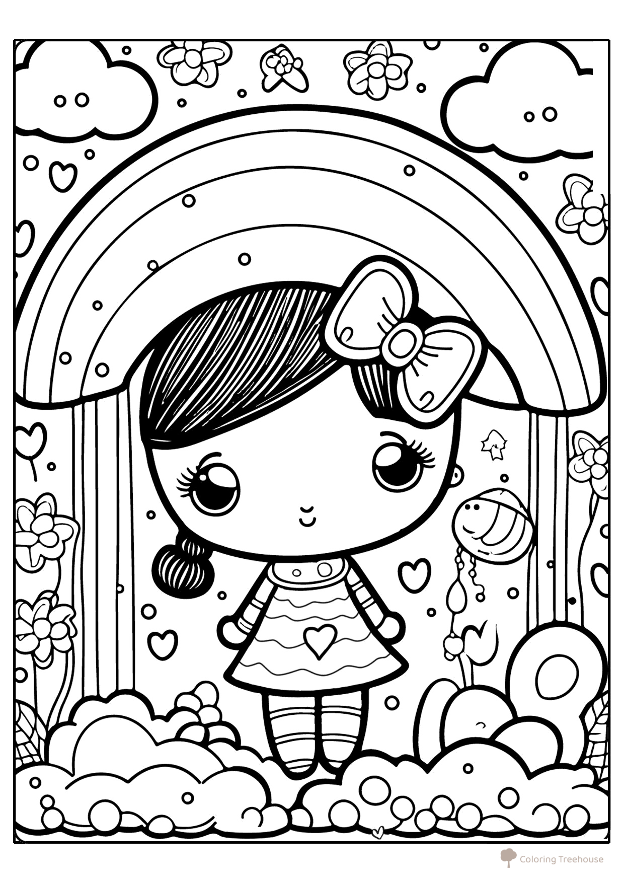 Página para colorear «Chica veraniega peculiar» dibujo para colorear gratis de Páginas para colorear: verano