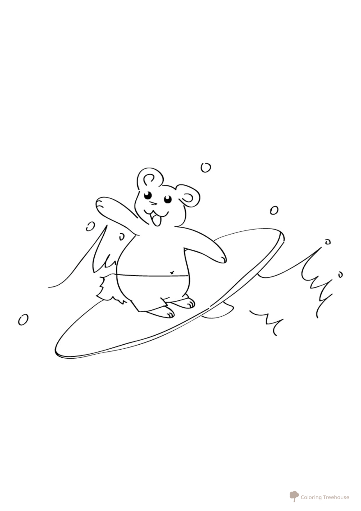 Teddy Bear Surfing Coloring Page free printable Summer Coloring Pages coloring page