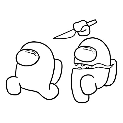 Among Us Impostor Chasing an Astronaut Coloring Page free printable Among Us Coloring Pages coloring page