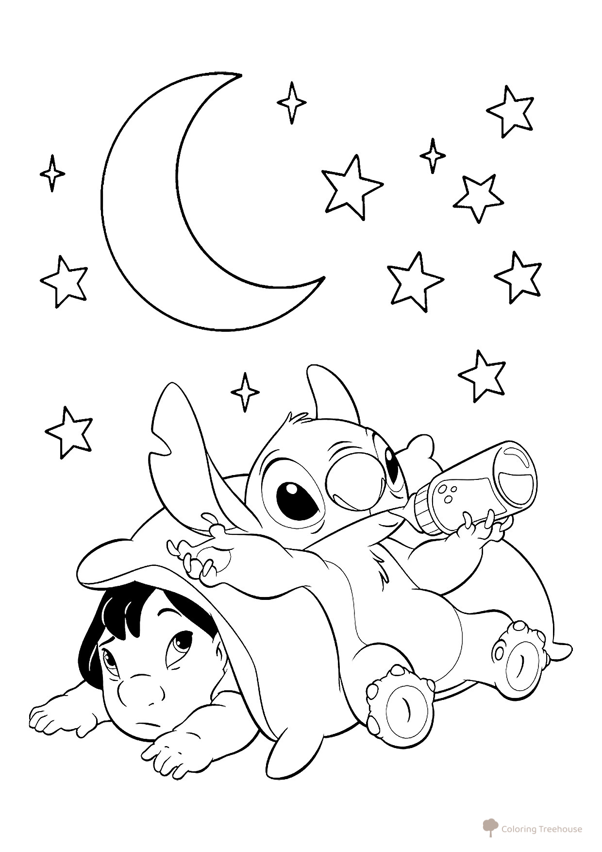 Lilo and Stitch Coloring Page with Bottle free printable Lilo and Stitch Coloring Pages coloring page