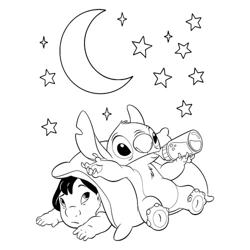 Lilo and Stitch Coloring Page with Bottle free printable Lilo and Stitch Coloring Pages coloring page