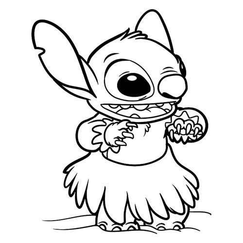 Página para colorear «Stitch bailando hula» dibujo para colorear gratis de Páginas para colorear de Lilo y Stitch
