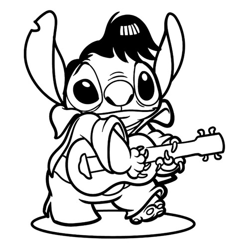 Página para colorear «Stitch con disfraz de Elvis» dibujo para colorear gratis de Páginas para colorear de Lilo y Stitch