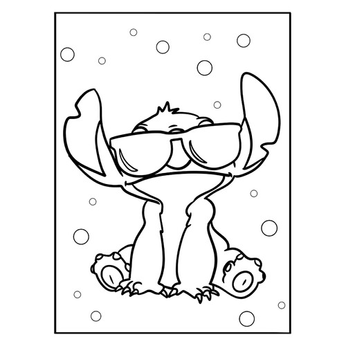 Página para colorear «Stitch con gafas» dibujo para colorear gratis de Páginas para colorear de Lilo y Stitch
