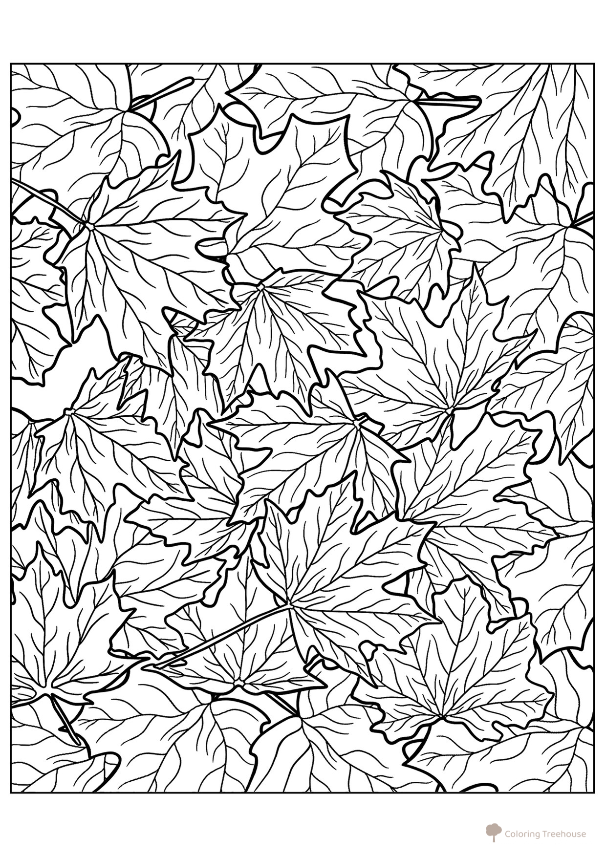 Anti-Stress Maple Leaves Coloring Page free printable Leaf Coloring Pages coloring page