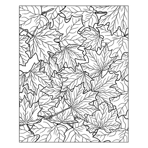 Anti-Stress Maple Leaves Coloring Page free printable Leaf Coloring Pages coloring page