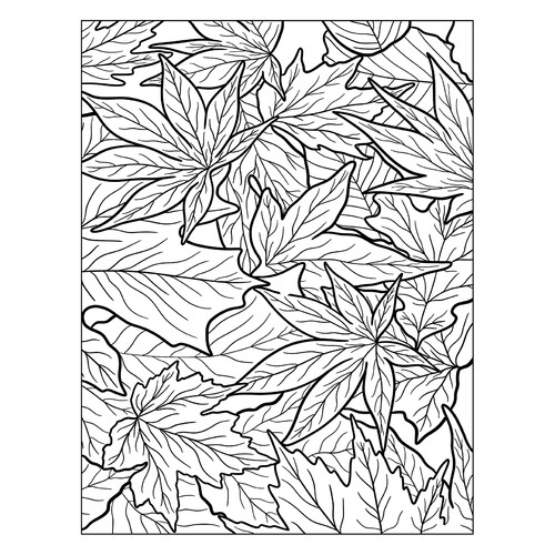 涂色页:地上的树叶 免费可打印树叶填色画涂色页