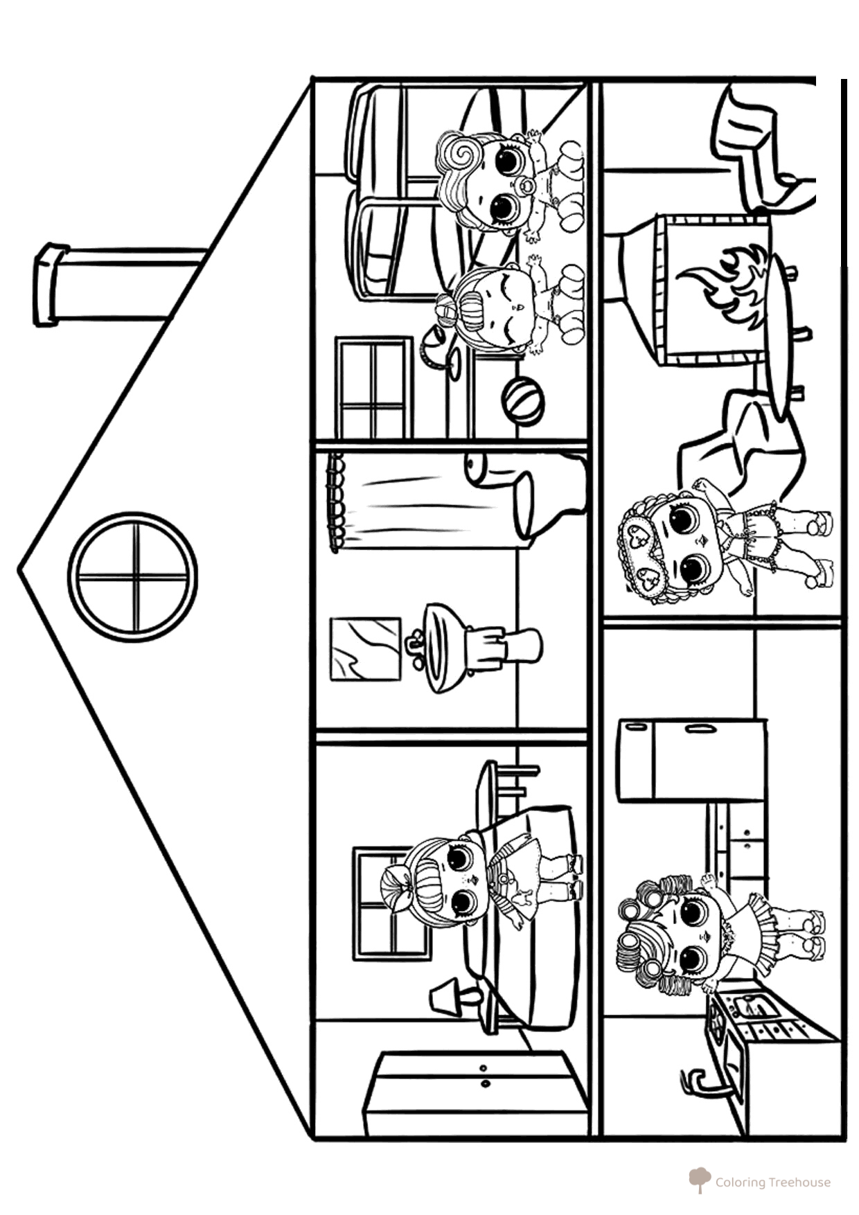 LOL Dollhouse Coloring Page free printable L.O.L. Doll Coloring Pages coloring page