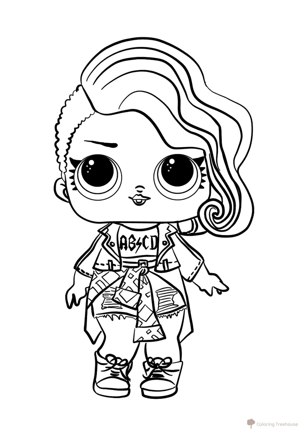 LOL Doll Rocker Coloring Page free printable L.O.L. Doll Coloring Pages coloring page