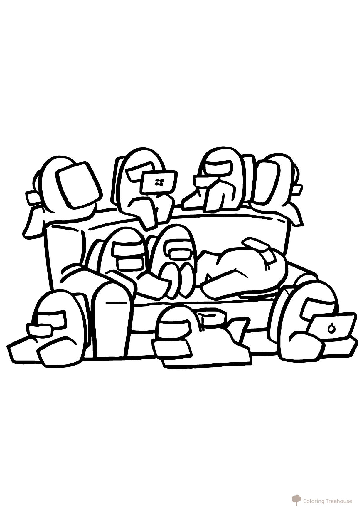 Página para colorear de Among Us: Compañeros de equipo dibujo para colorear gratis de Páginas para colorear de Among Us