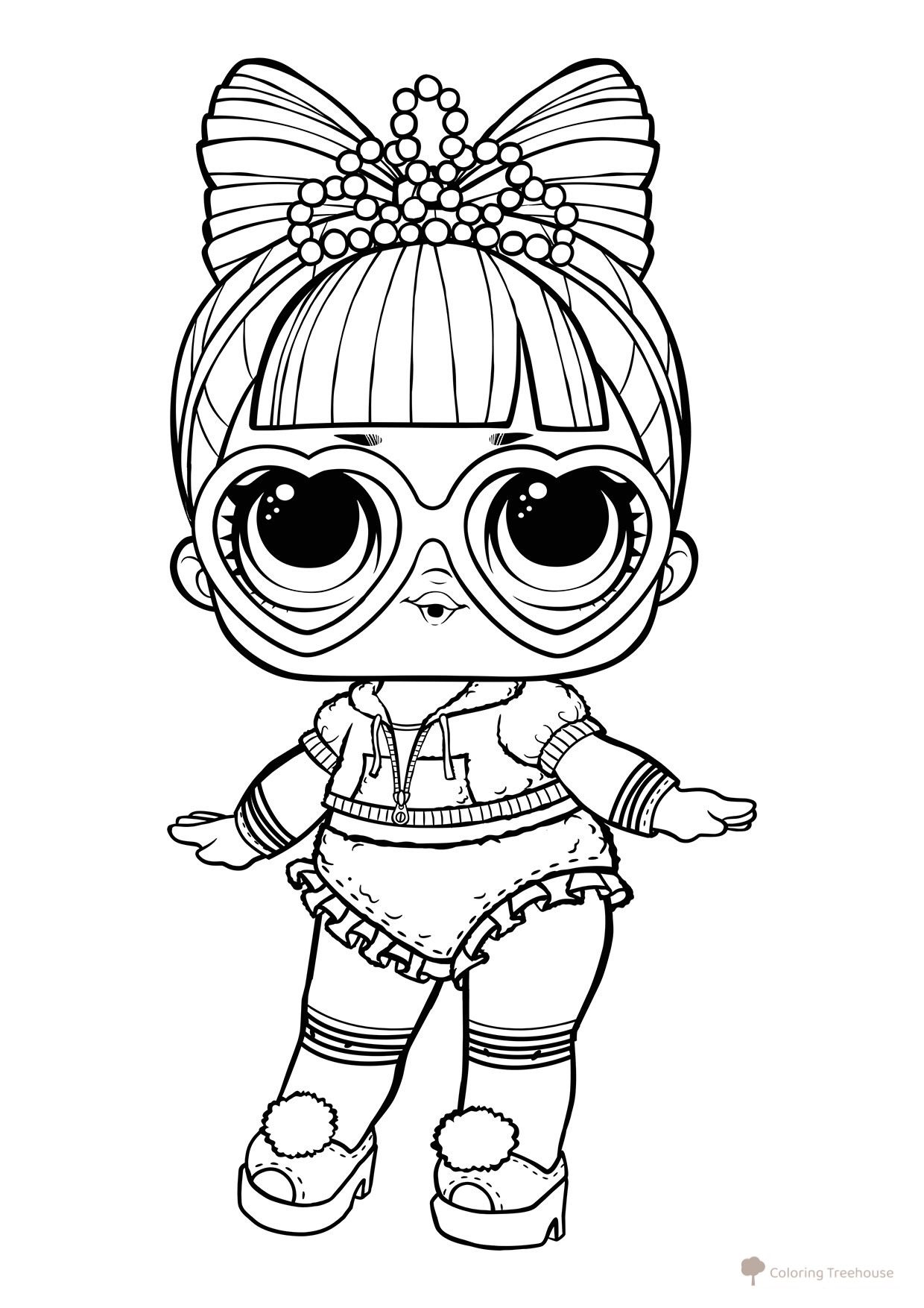 LOL Doll Princess in Costume Coloring Page free printable L.O.L. Doll Coloring Pages coloring page