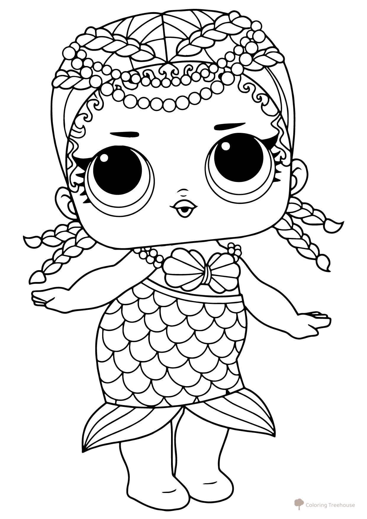 Colorear LOL Sirenita dibujo para colorear gratis de Páginas para colorear de las muñecas L.O.L.