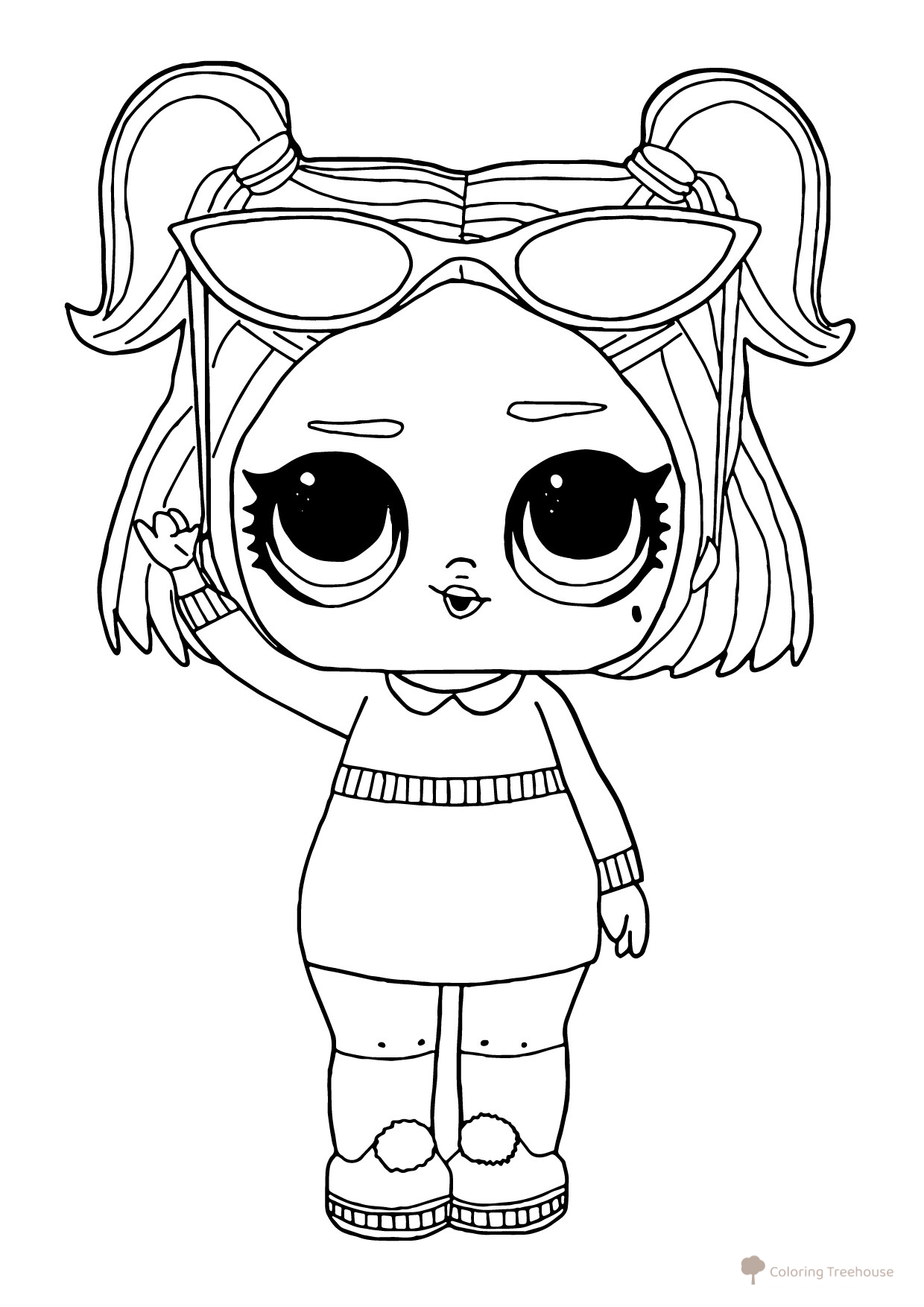 LOL Little Sister Sunset Coloring Page free printable L.O.L. Doll Coloring Pages coloring page