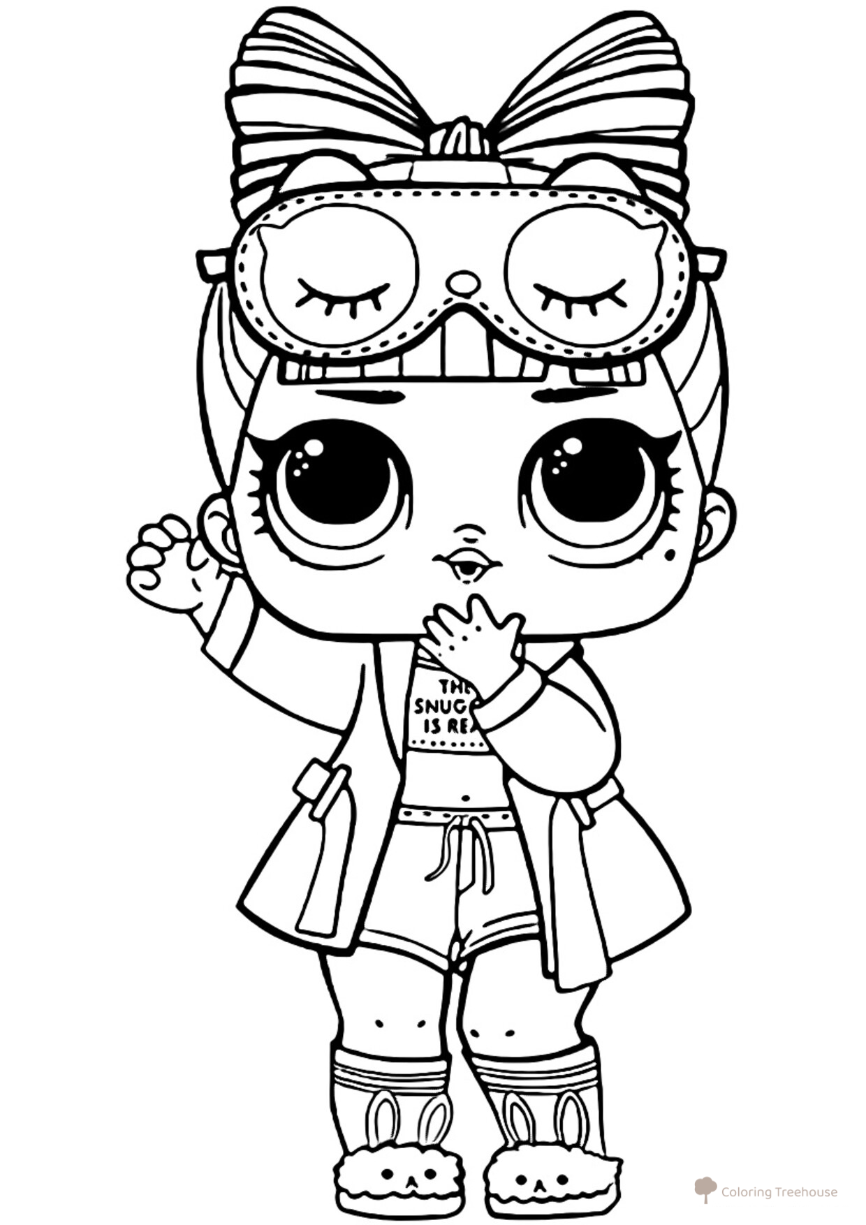 LOL Doll Coloring Page: Sleepy Little Sister Obnimashka free printable L.O.L. Doll Coloring Pages coloring page