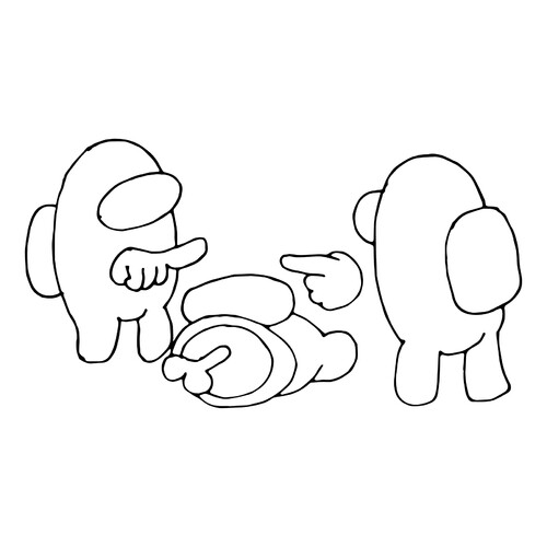 Among Us Dead Body and Two Suspects Coloring Page free printable Among Us Coloring Pages coloring page