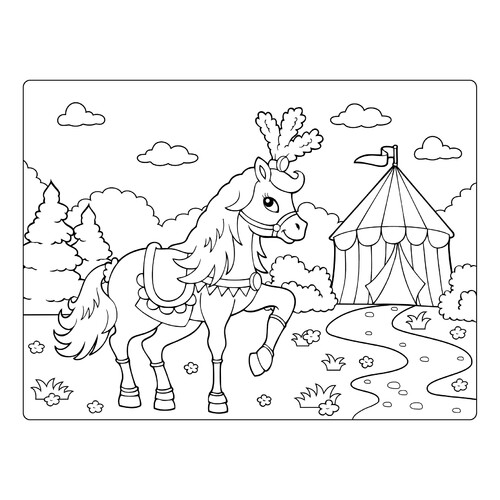 Circus Horse Coloring Page free printable Horse and Pony Coloring Pages coloring page