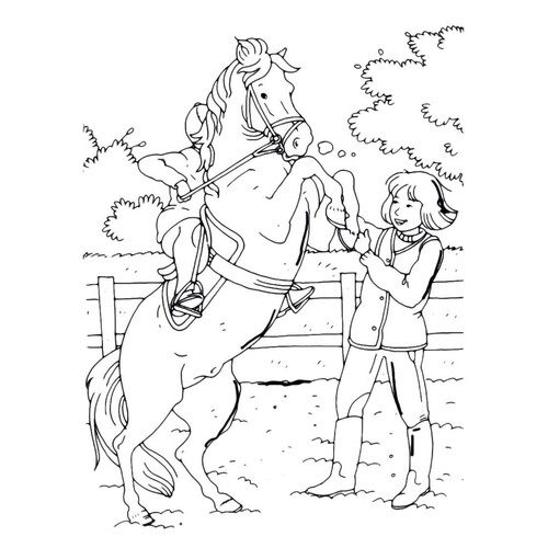 Kids Playing with a Horse Coloring Page free printable Horse and Pony Coloring Pages coloring page