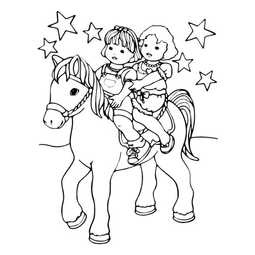 Kids Riding a Pony Coloring Page free printable Horse and Pony Coloring Pages coloring page
