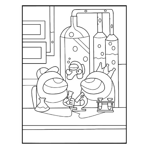 Among Us Scientists Coloring Page free printable Among Us Coloring Pages coloring page