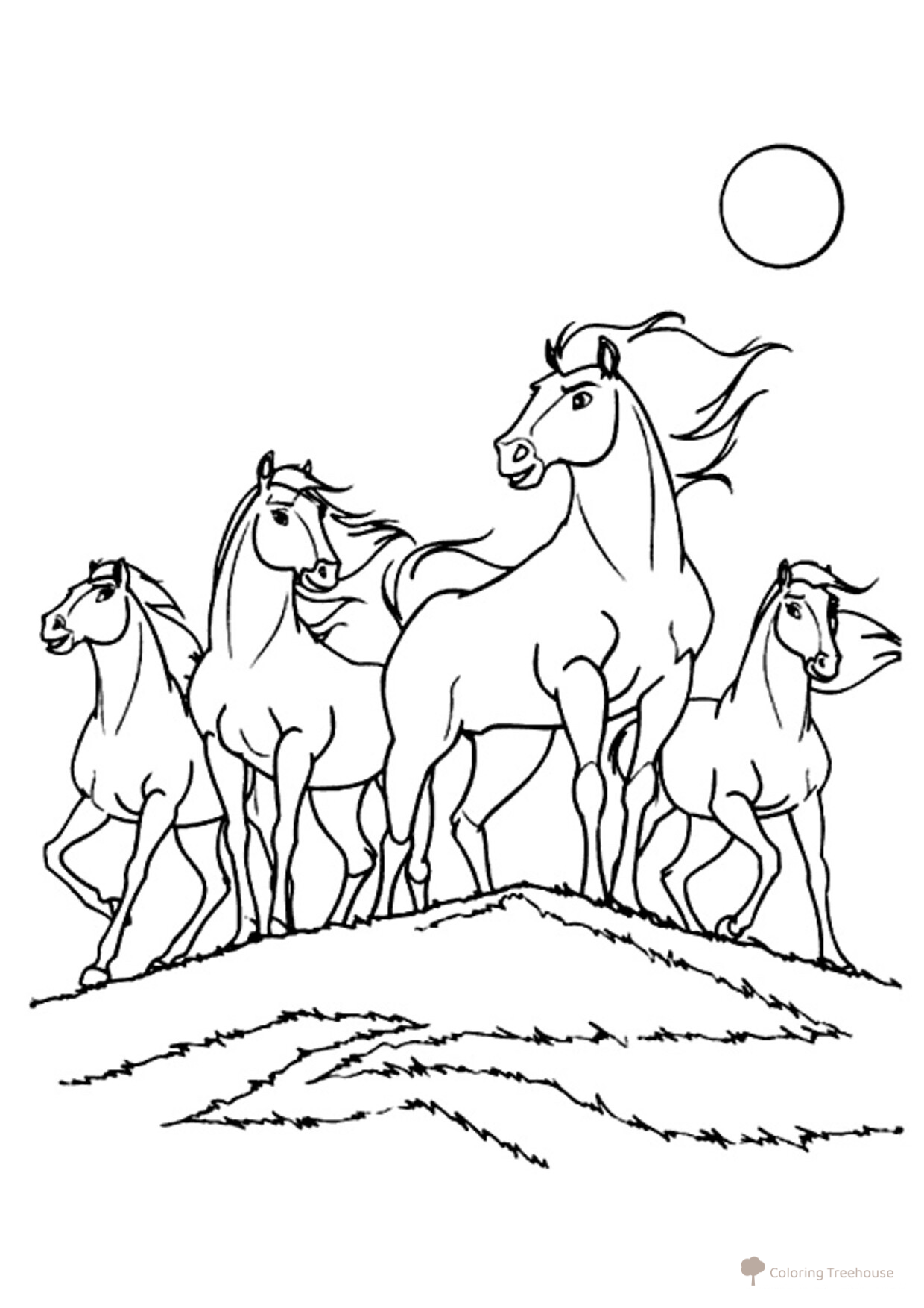 Wild Horses Coloring Page free printable Horse and Pony Coloring Pages coloring page