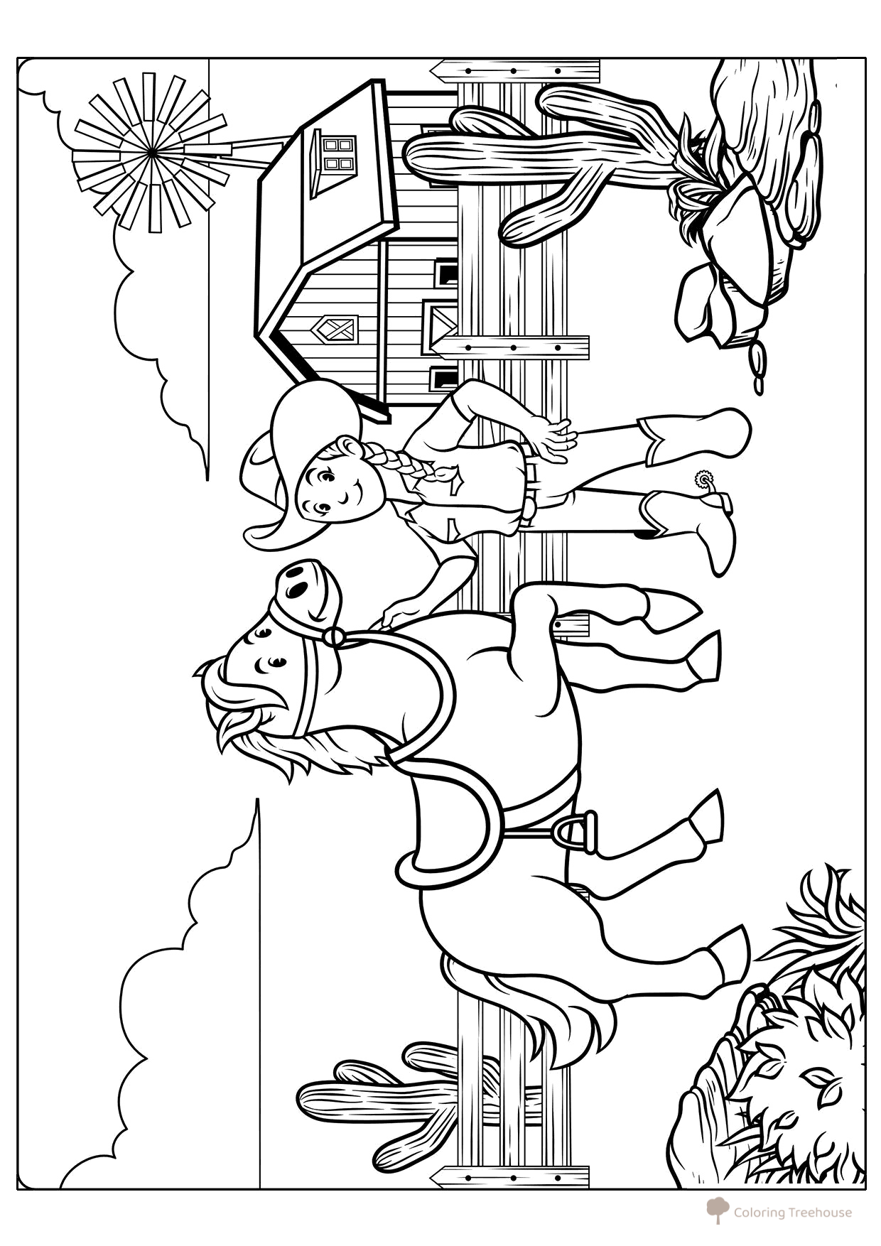 Página para colorear: Lejano Oeste dibujo para colorear gratis de Páginas para colorear: caballos y ponis