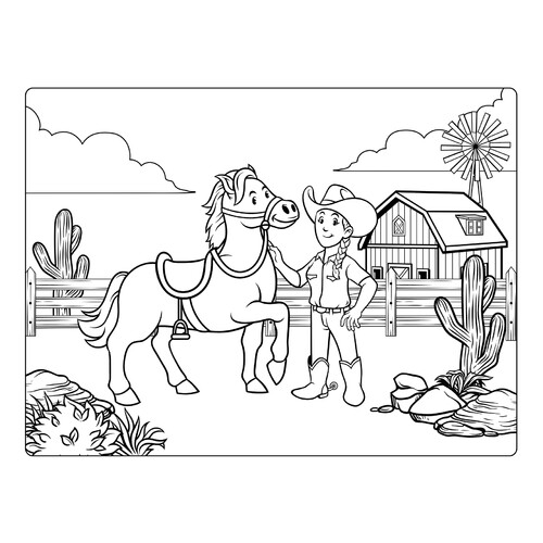 Página para colorear: Lejano Oeste dibujo para colorear gratis de Páginas para colorear: caballos y ponis