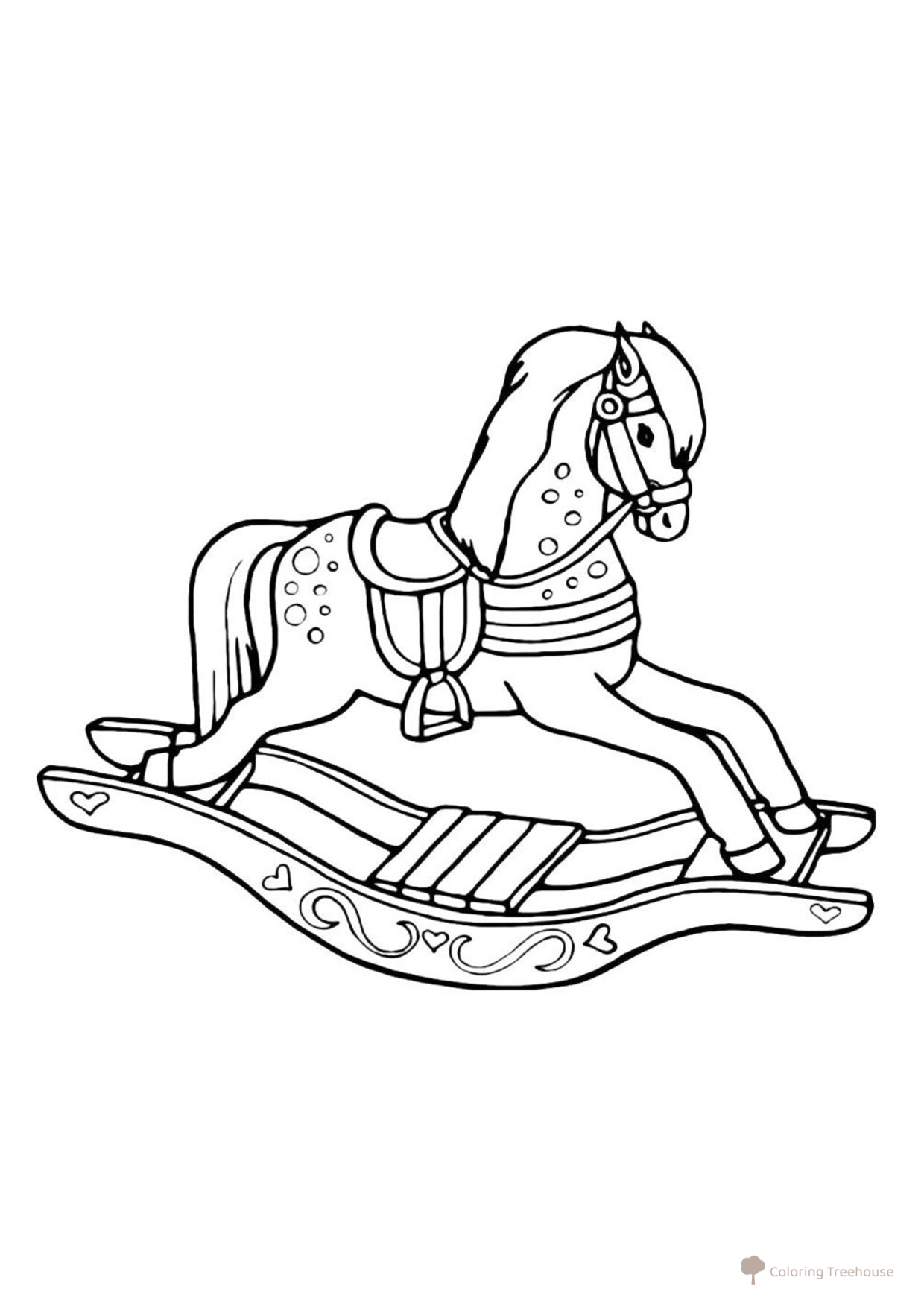 Página para colorear: Caballito de juguete rodante dibujo para colorear gratis de Páginas para colorear: caballos y ponis