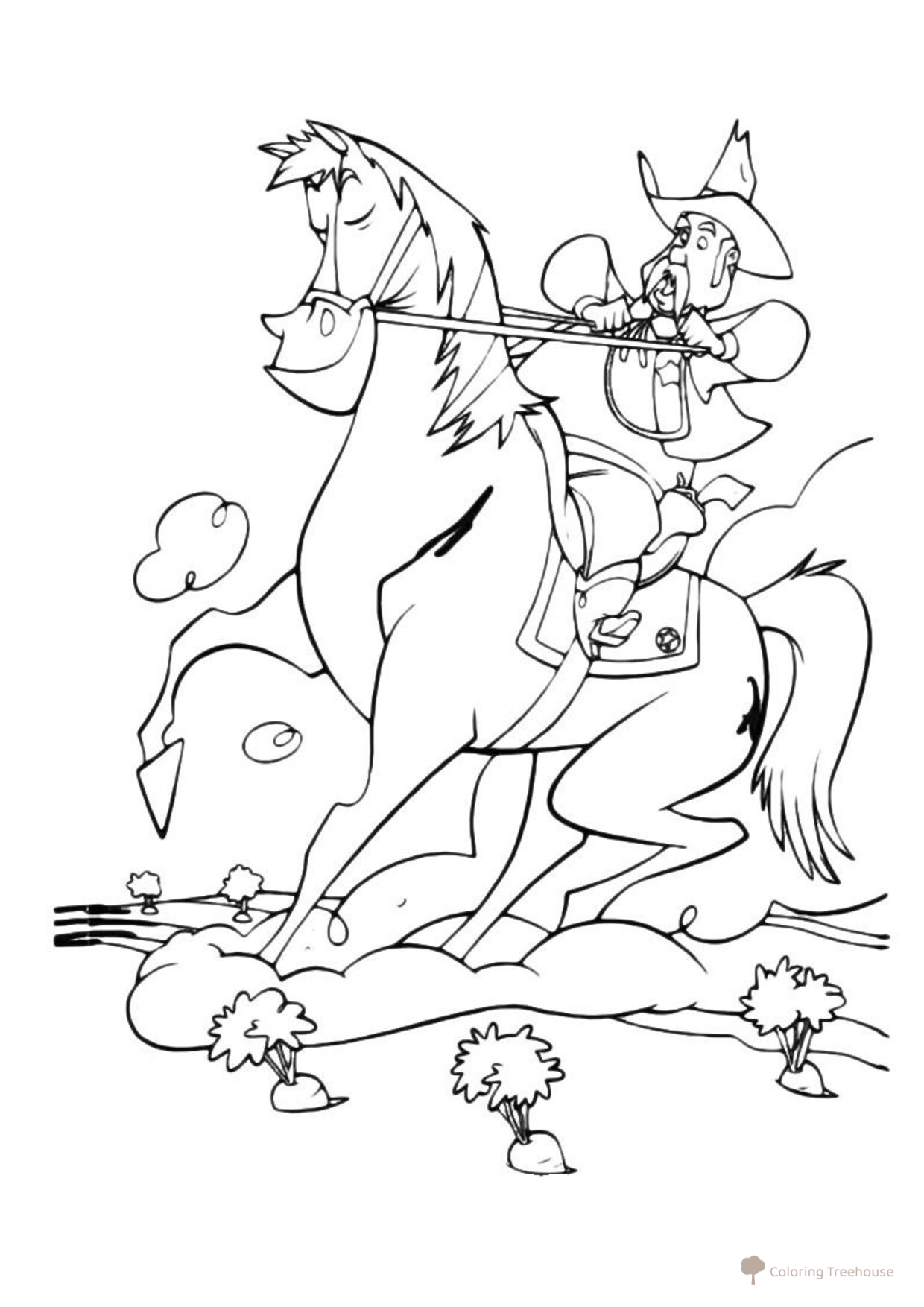 Bogatyr Horse and Rider Coloring Page free printable Horse and Pony Coloring Pages coloring page