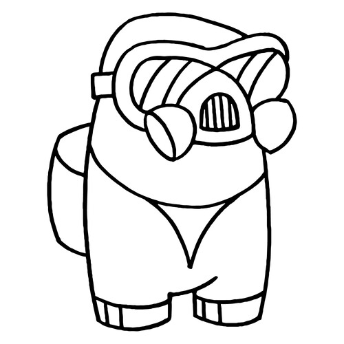 Among Us Coloring Page with Gas Mask free printable Among Us Coloring Pages coloring page