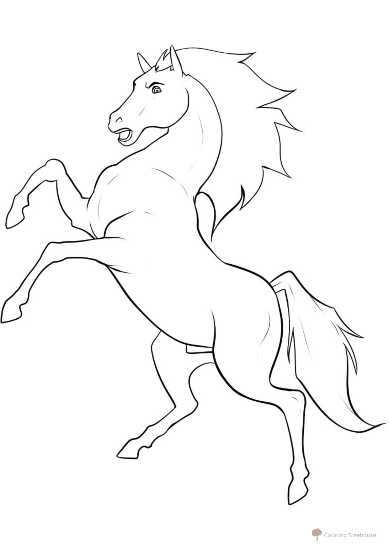 Lámina para colorear: Caballo encabritado dibujo para colorear gratis de Páginas para colorear: caballos y ponis