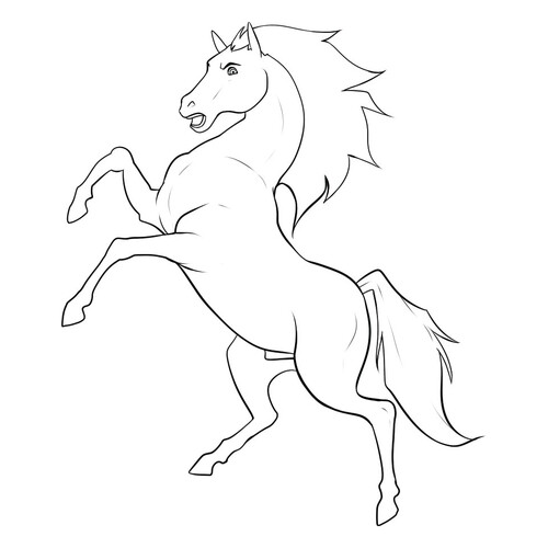 Lámina para colorear: Caballo encabritado dibujo para colorear gratis de Páginas para colorear: caballos y ponis