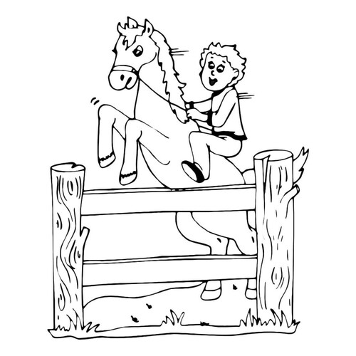 Horse Jumping Over a Fence Coloring Page free printable Horse and Pony Coloring Pages coloring page