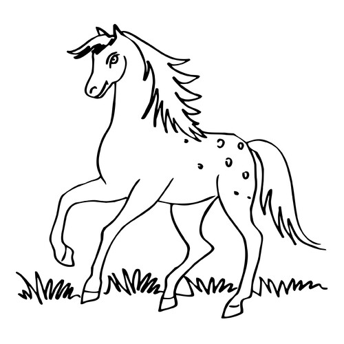 Horse Galloping Across the Grass Coloring Page free printable Horse and Pony Coloring Pages coloring page