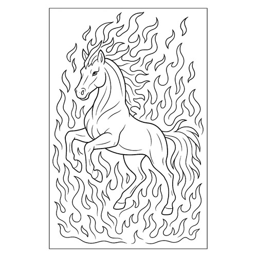 着色页《烈焰之马》 免费可打印马与小马(Loshadi i Poni)涂色页涂色页