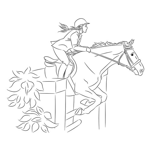 Página para colorear: Caballo en salto dibujo para colorear gratis de Páginas para colorear: caballos y ponis