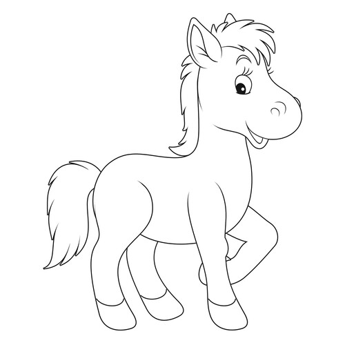 Página para colorear: Caballito divertido para niños pequeños dibujo para colorear gratis de Páginas para colorear: caballos y ponis
