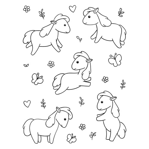 Página para colorear: Caballitos adorables dibujo para colorear gratis de Páginas para colorear: caballos y ponis