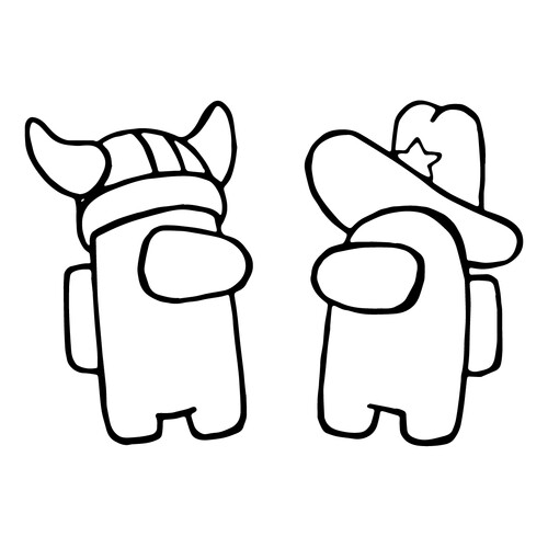 Among Us Viking and Sheriff Coloring Page free printable Among Us Coloring Pages coloring page