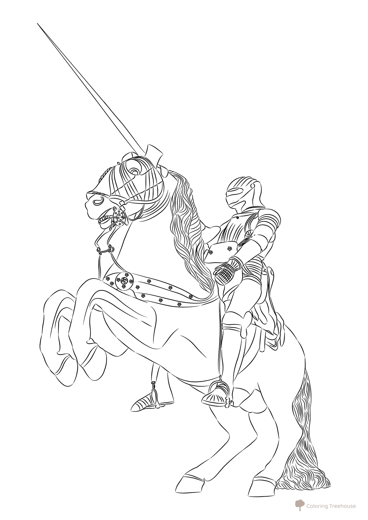 Página para colorear: Caballero a caballo dibujo para colorear gratis de Páginas para colorear: caballos y ponis