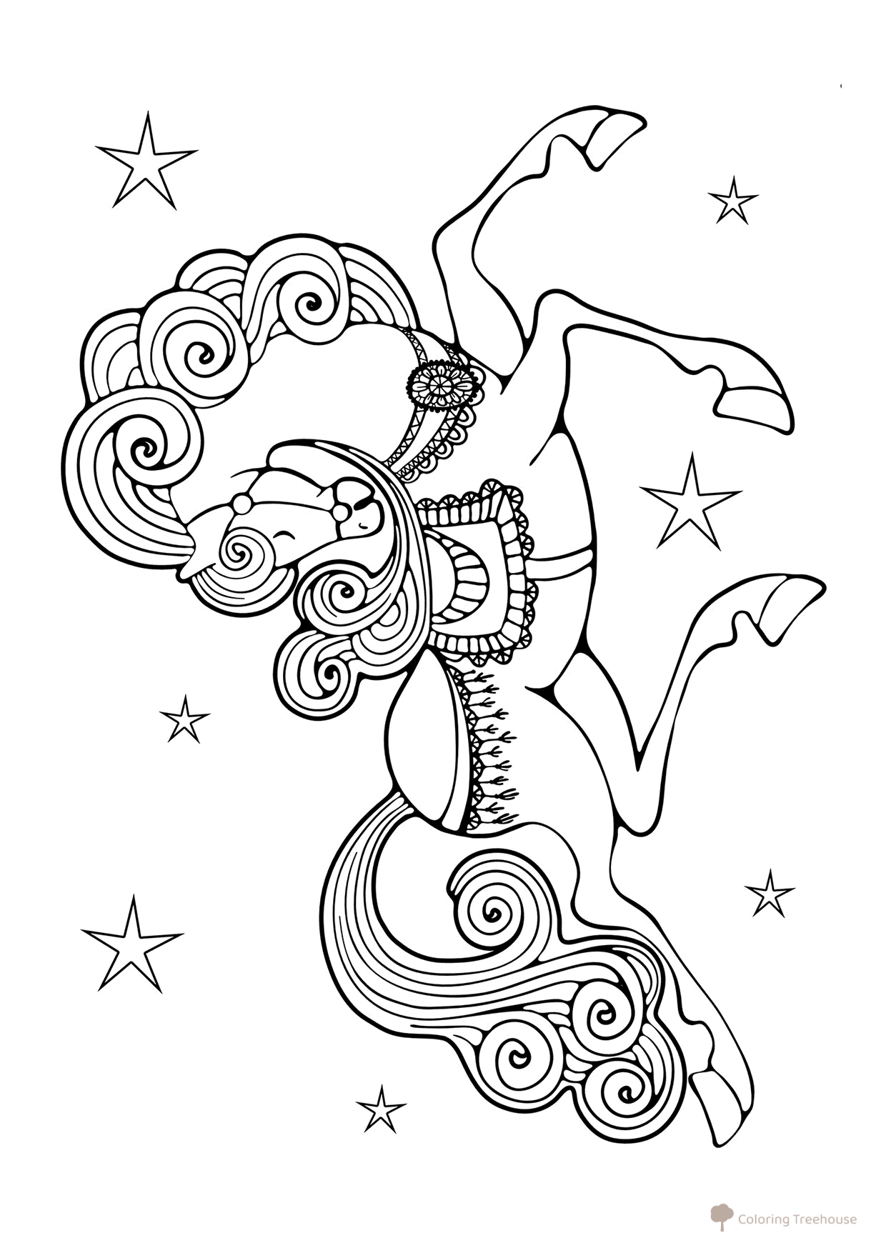 Раскраска Сказочная лошадь dibujo para colorear gratis de Páginas para colorear: caballos y ponis