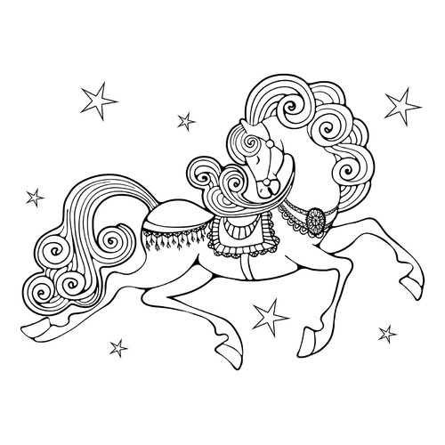 Раскраска Сказочная лошадь dibujo para colorear gratis de Páginas para colorear: caballos y ponis